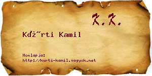 Kürti Kamil névjegykártya